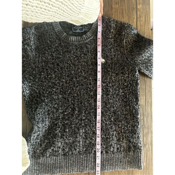 Abercrombie & Fitch Cable Knit Wool Blend Crew Neck Pullover Sweater Gray Medium - Picture 8 of 9